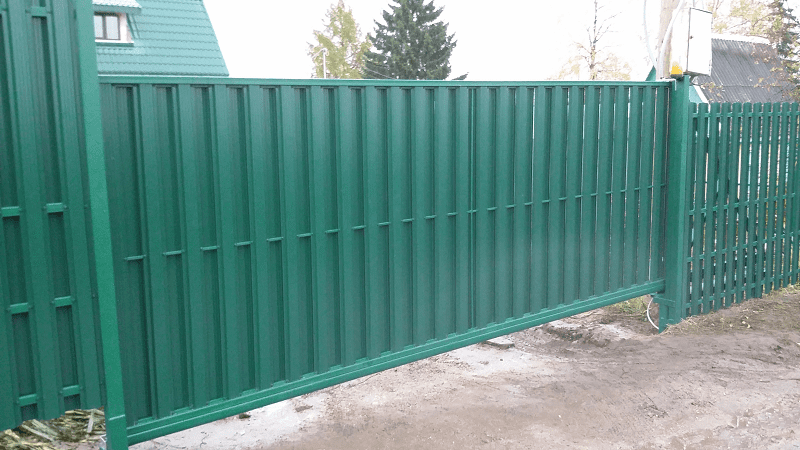 Ворота откатные с двусторонним штакетником, Эжва